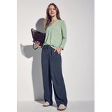 T-shirt - V-hals - 3/4 Mouwen - Linnen Look - Aangename Materiaalmix