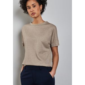 Street One - Glitterend Shirt - Beige - Viscosemix