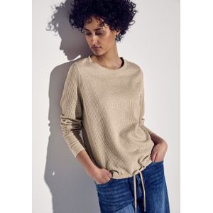 Street One - Shirt - Blauw - Katoen - Ronde Hals, Lange Mouwen