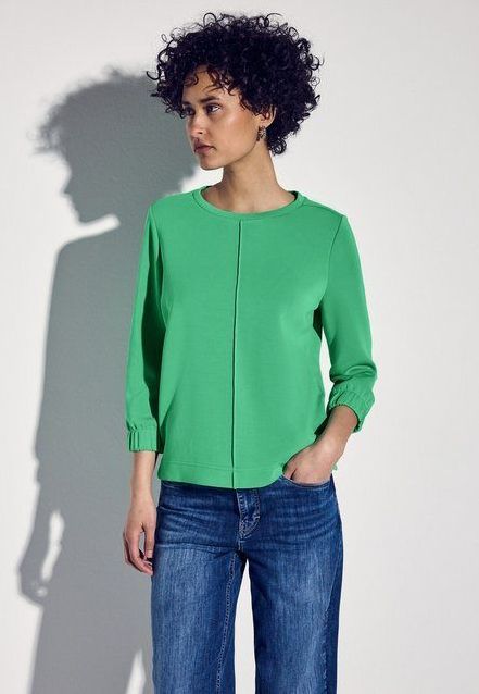 Street One - Trui - Groen - Rekbare Stof - Ronde Hals, Lange Mouwen