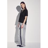 STREET ONE - Blouse - Zwart - Korte Mouwen - Ingesneden Ronde Hals