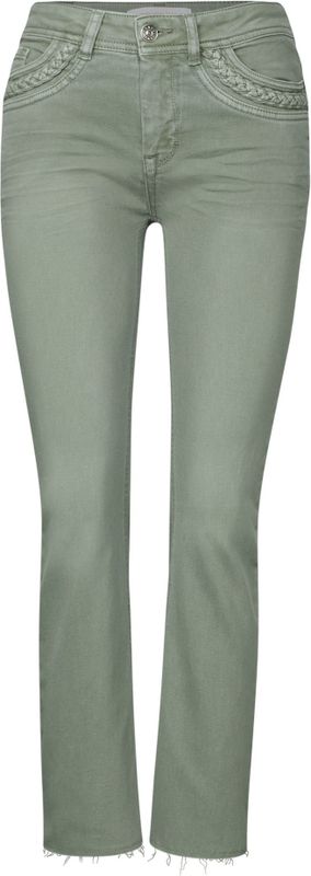 Street One - Kickflare Slim Fit - Jeans - Groen - Katoenmix met Stretch