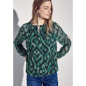Street One - Chiffon Blouse - Grafisch Patroon - Lange Mouwen - Vrouwelijke Touch