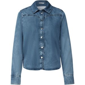 STREET ONE Jeansblouse met studs, Soft Mid Indigo, 34