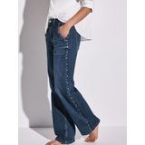 Street One - Wide Leg Jeans - Blauw - Katoen/Polyester/Elastaan - Loose Fit High Waist