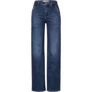 Street One - Wide Leg Jeans - Blauw - Katoen/Polyester/Elastaan - Loose Fit High Waist