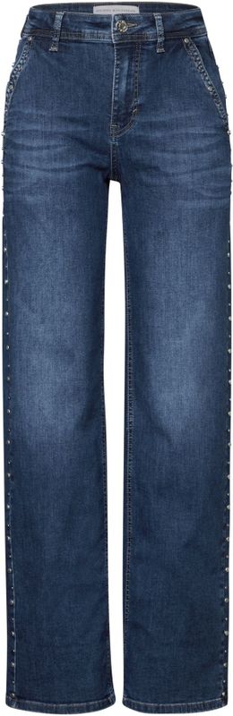Street One - Wide Leg Jeans - Blauw - Katoen/Polyester/Elastaan - Loose Fit High Waist