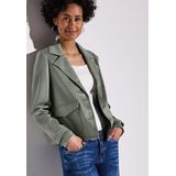 Street One - A212610 - Fluwelen Damesjack - Dusty Milky Green