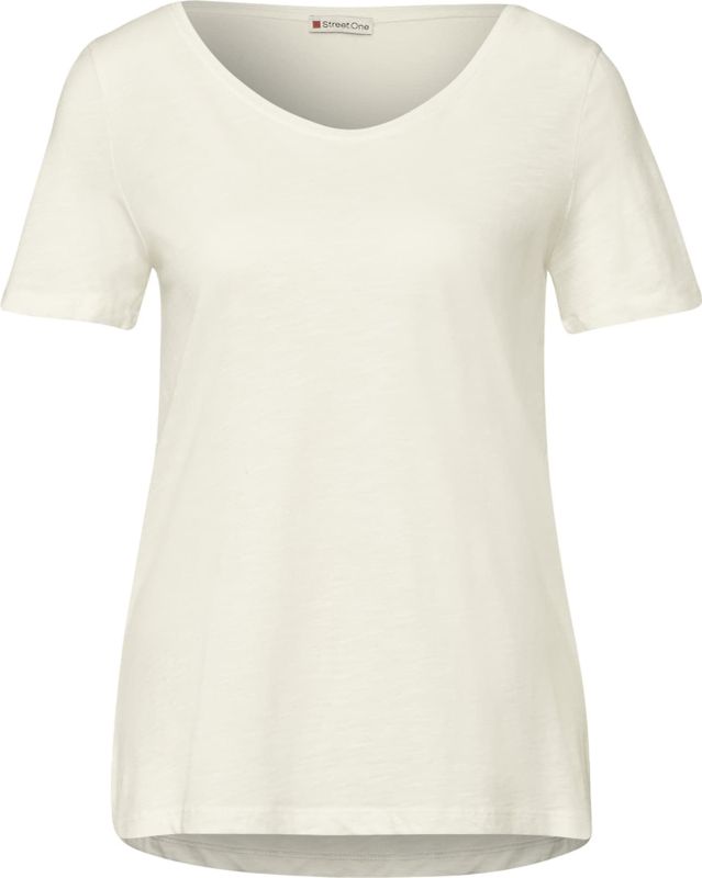 Street One - Gerda - T-shirt - Wit - Katoen-Modaalmix