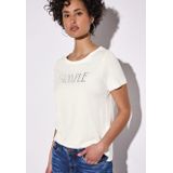 STREET ONE - T-shirt - Offwhite - Met Tekstprint - Korte Mouwen - Regular Fit