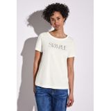 STREET ONE - T-shirt - Offwhite - Met Tekstprint - Korte Mouwen - Regular Fit