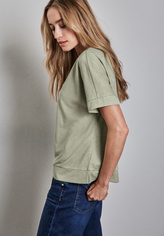 Street One Dames Glitterend Shirt in Groen, in size: 34