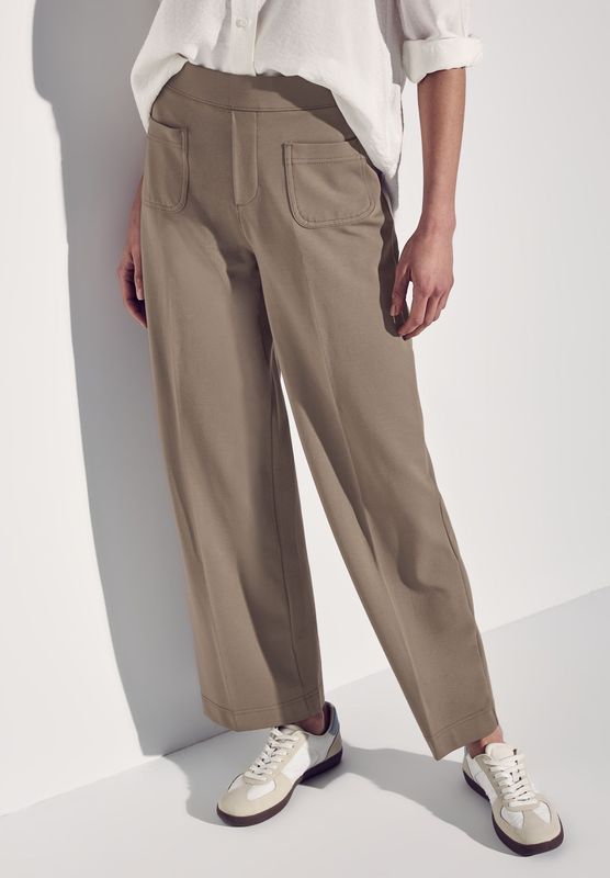 Street One - Straight Legs Broek - High Waist - Blauw - Viscosemix