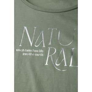 Street One - Dames Shirt - Groen - Met Glitter Tekst