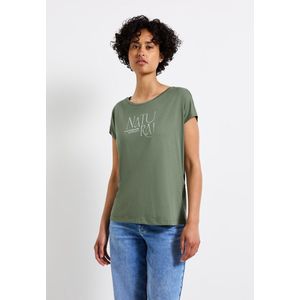 Street One - Dames Shirt - Groen - Met Glitter Tekst