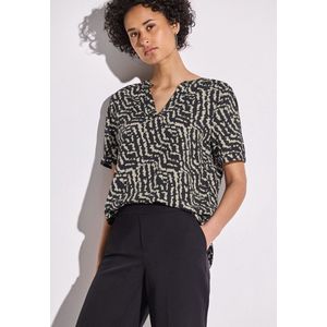Street One - Blouse - Zwart - Korte Mouwen - V-hals