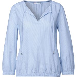 STREET ONE - Shirtblouse - Smoked Blue - Met Gesplitste Halslijn Met Koorden