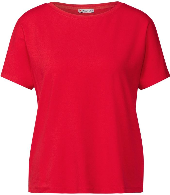 Street One - Crista - T-shirt - Rood - Viscose - Casual Look