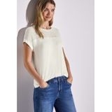 T-shirt - Effen - Jersey - Ronde Hals - Kwartmouw - Normale Pasvorm