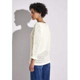 Gestructureerd T-shirt - Boothals - 3/4 Mouwen - Katoenmix