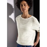 Gestructureerd T-shirt - Boothals - 3/4 Mouwen - Katoenmix