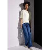 Gestructureerd T-shirt - Boothals - 3/4 Mouwen - Katoenmix