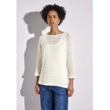 Gestructureerd T-shirt - Boothals - 3/4 Mouwen - Katoenmix