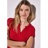 Street One - A323142 - Dames T-shirt - Glory Red - Gebreide Look