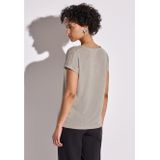 Street One - Short Sleeve Knit Top - Beige - T-shirt