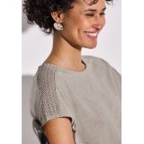 Street One - Short Sleeve Knit Top - Beige - T-shirt