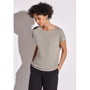 Street One Damesshirt met kanten detail, Moonstone Sand, 46
