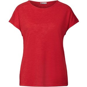 STREET ONE T-shirt - Glory Red - Katoen - Kanten Detail