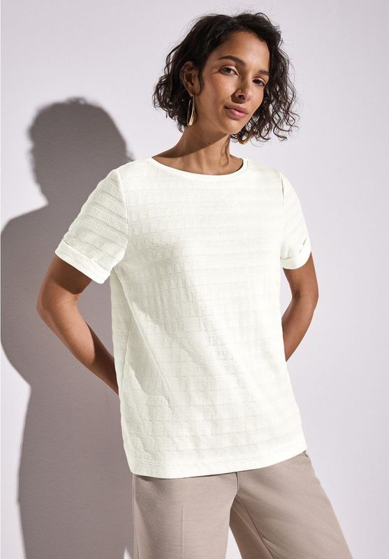 Street One - T-shirt - Fijn Structuurpatroon - Korte Mouwen - Dames