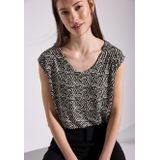 Street One - T-shirt - Grafisch Patroon - Ronde V-hals - Stretch Viscosemix