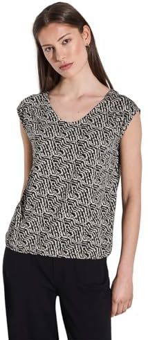 Street One - T-shirt - Grafisch Patroon - Ronde V-hals - Stretch Viscosemix