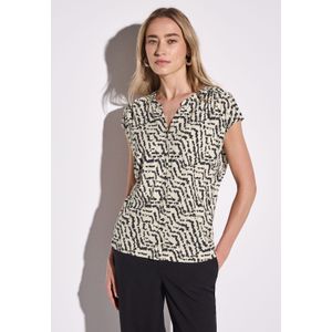Street One - Abstract Print VNeck Blouse - Cream - Blousetops