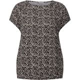 Street One - Dames Shirt - Zwart - Korte Mouwen - Grafisch Patroon