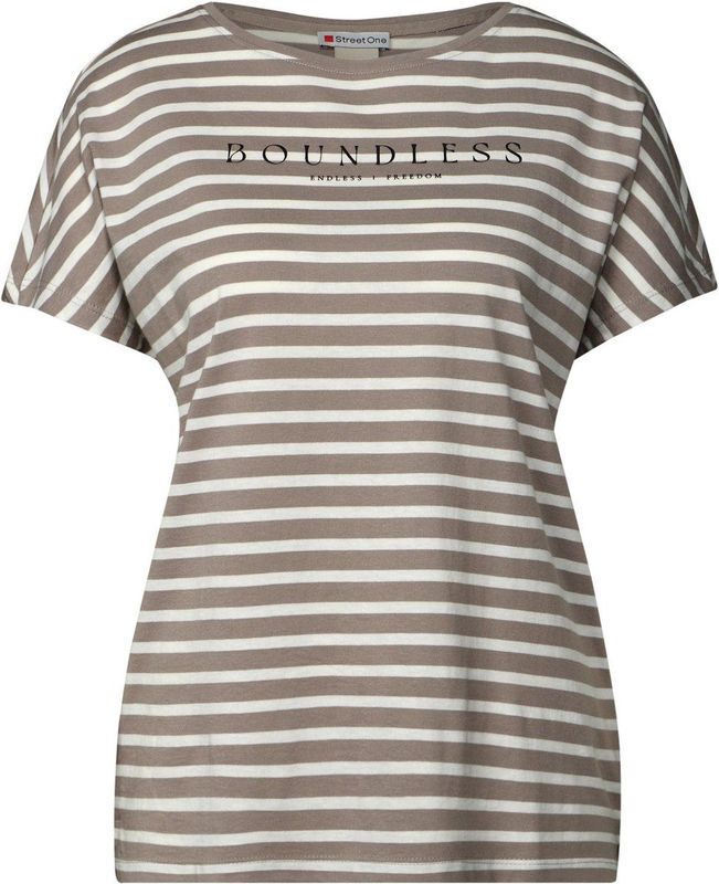 Street One - Gestreept Shirt - Beige - Dames