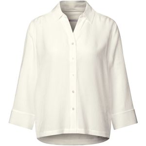 Street One Crinkle-hemdblouse voor dames, off-white, 36