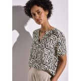 Blouse - Moonstone Sand - Korte Mouwen - Ronde Hals - Grafisch Patroon