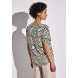 Blouse - Moonstone Sand - Korte Mouwen - Ronde Hals - Grafisch Patroon