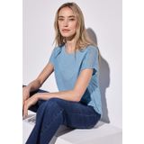 Street One - A323146 - T-shirt - Serenity Blauw - Kanten Details