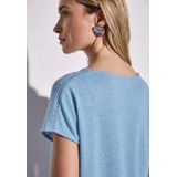 Street One - A323146 - T-shirt - Serenity Blauw - Kanten Details