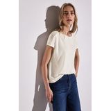 Street One - Damesshirt - Off-white - Linnen Look - Kanten Detail