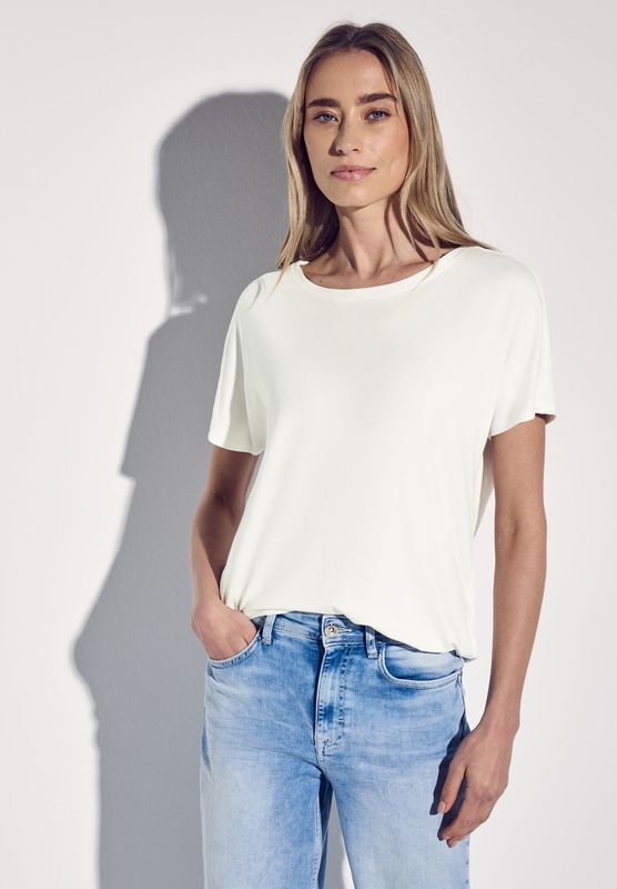 STREET ONE - Shirttop Style Crista - Offwhite - Regular Fit - Korte Mouwen