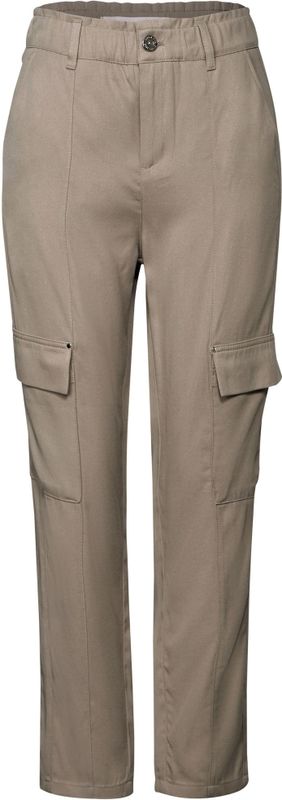 Street One Dames Paperbag broek in cargolook in Beige, in size: 32