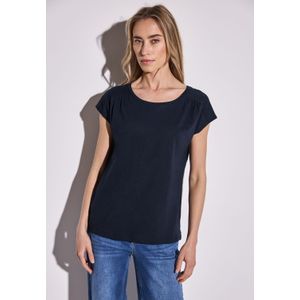 Street One - Dames Shirt - Blauw - Katoen-Modaalmix