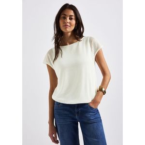 Street One 2-in-1 mesh T-shirt voor dames, off-white, 38
