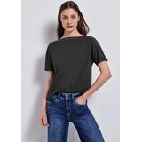 Street One - T-shirt - Zwart - Viscosemix met Stretch