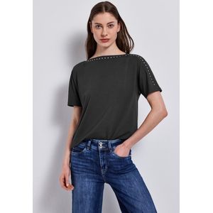 Street One - T-shirt - Zwart - Viscosemix met Stretch